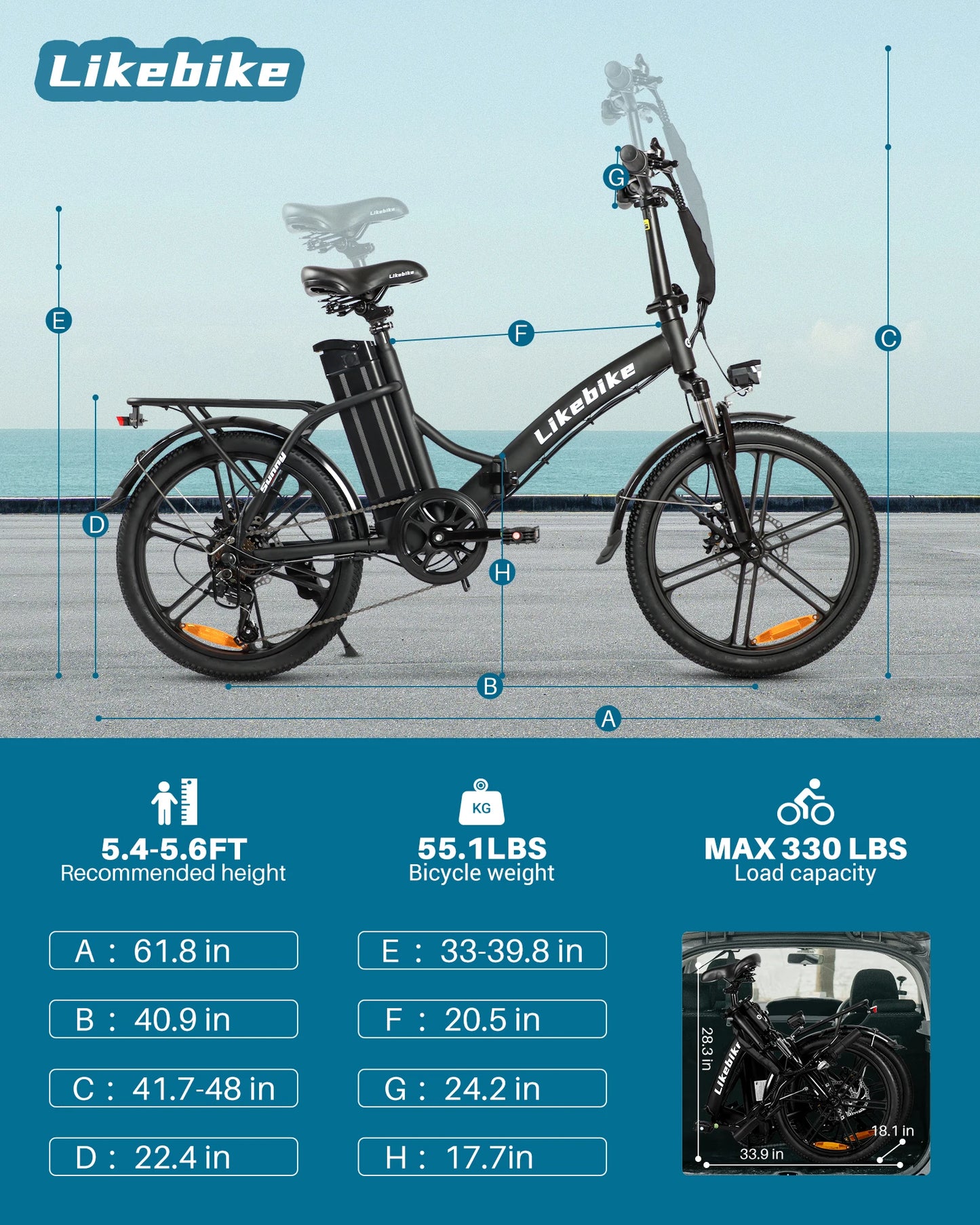 Electric E bike Foldable 540W Peak Motor 36V Removable Lithium Battery Electric Bicycle 20 Inch Tires Urban Commuter E-bike