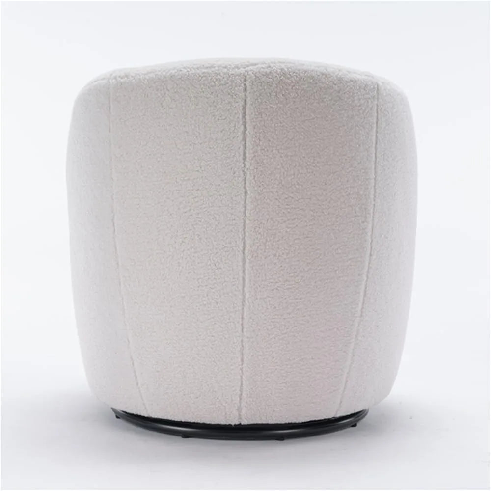 i-POOK Swivel Accent Chair, Modern Teddy Upholstered Armchair Lounge Chair with Metal Base and Padded Cushion for Living Room, W
