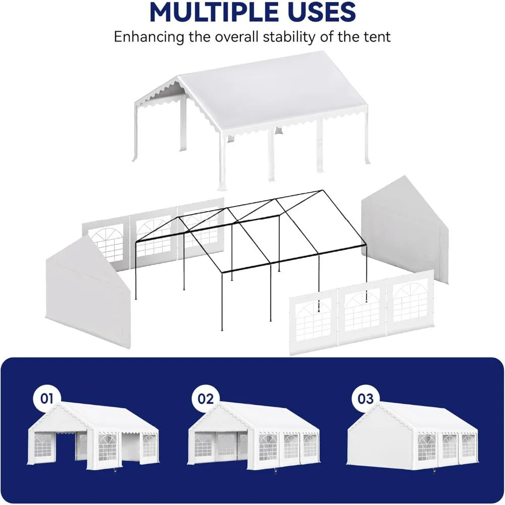 20'x16' Outdoor Heavy Duty Party Tent Large Commercial Canopy Wedding Event Shelter with Removable Sidewalls & 3 Storage Bags f