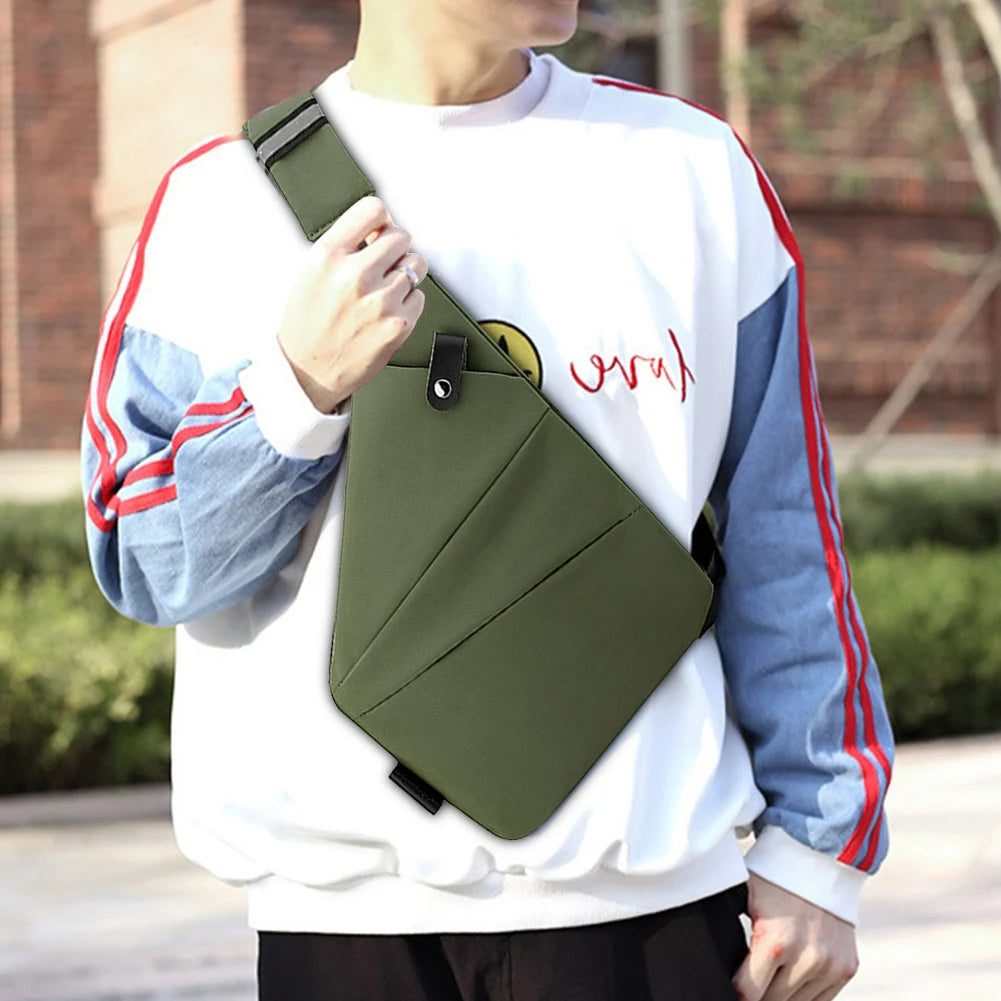 Mens Fashion Chest Bag Travel Crossbody Bag Large Capacity Simple Sling Bag Anti Theft Bag Adjustable Strap Waist Pack