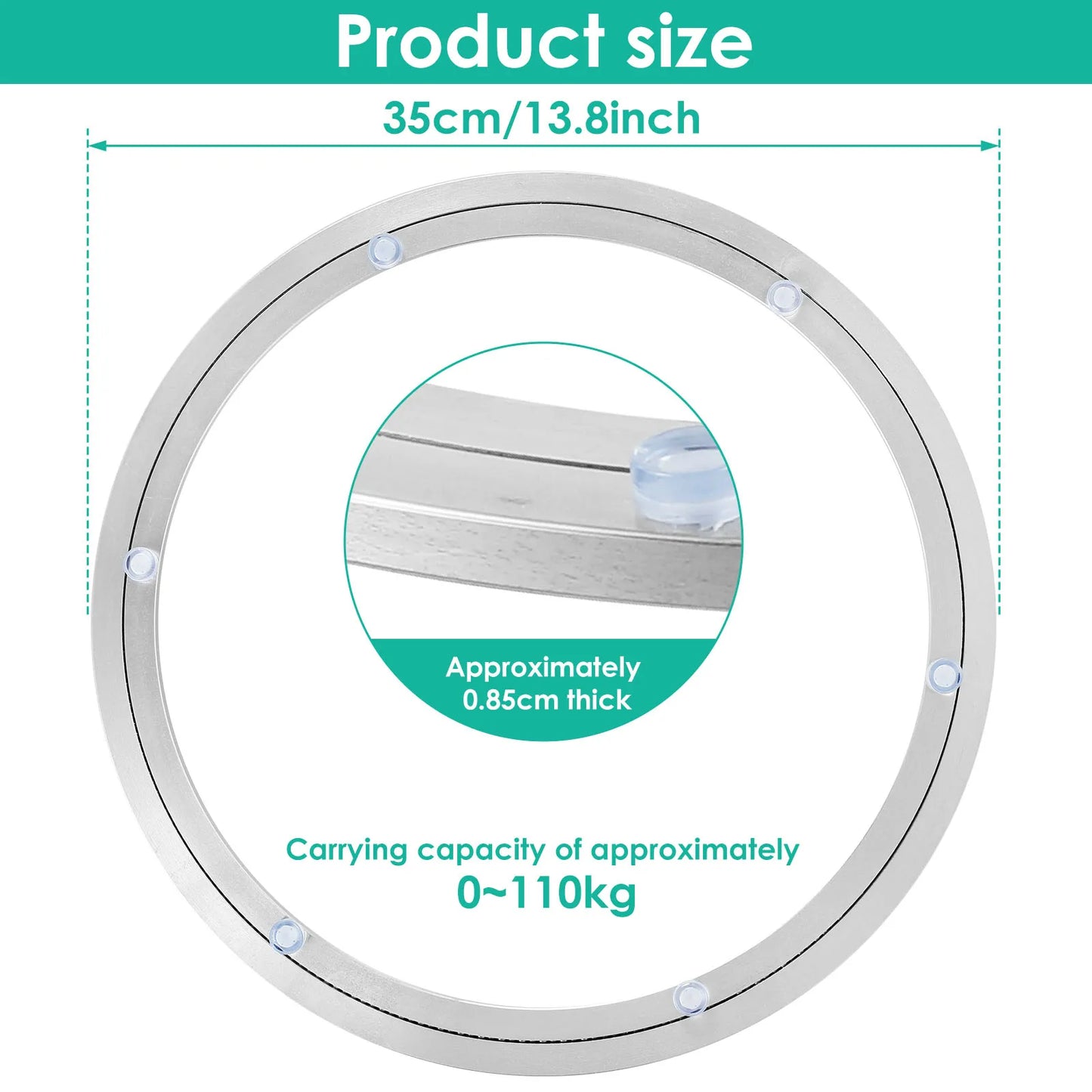 14 Inch Rotating Metal Turntables Dining Table Bearing Heavy Duty Round Dining Table Smooth Swivel Plate for Dining Table