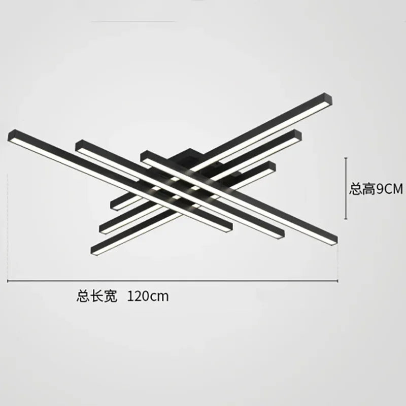 Nordic Minimalist Creative Led Ceiling Lamp Strip Lights Black Chandelier Square Bedroom Lamps Living Room Lamp Led Ceiling Lamp