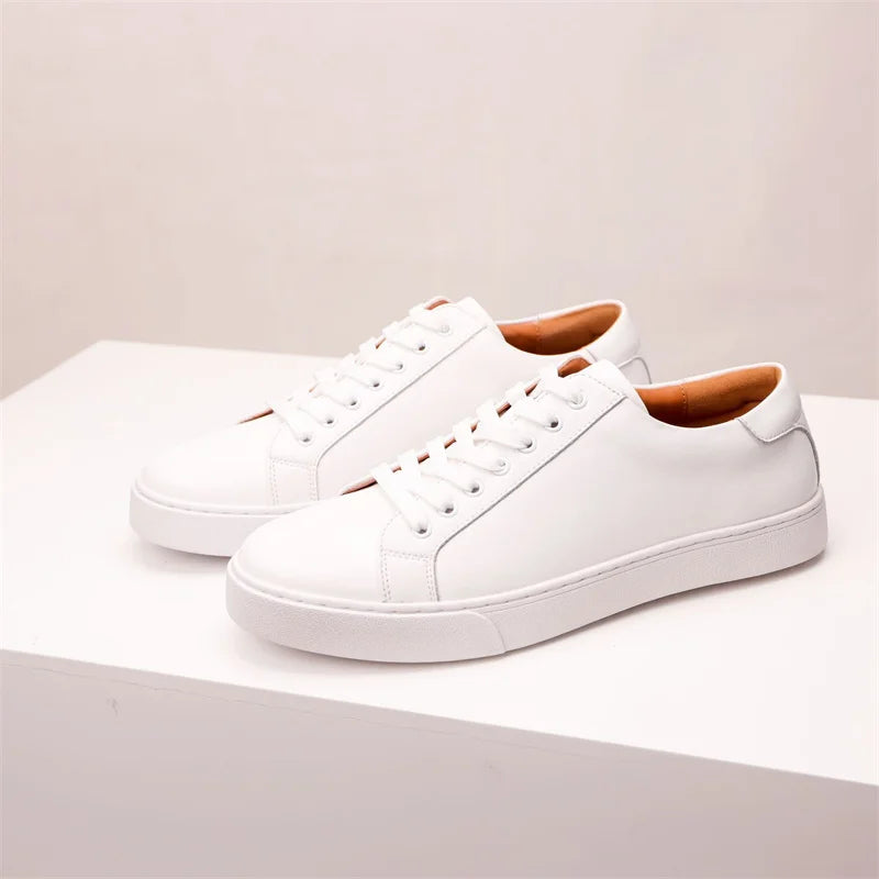Mens Sneakers Genuine Leather Casual Outdoor Shoes Non-Slip Breathable Luxury Brand Footwear Top Quality Handmade White Shoe Men