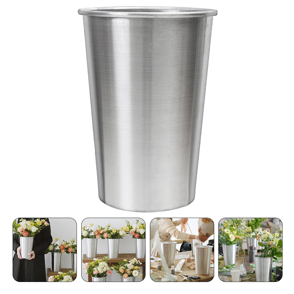 Flower Bucket Plant Pot Garden Vase Arrangement Planter Aluminum Flowerpot Home Decor Stylish Retro Balcony Indoor Plants