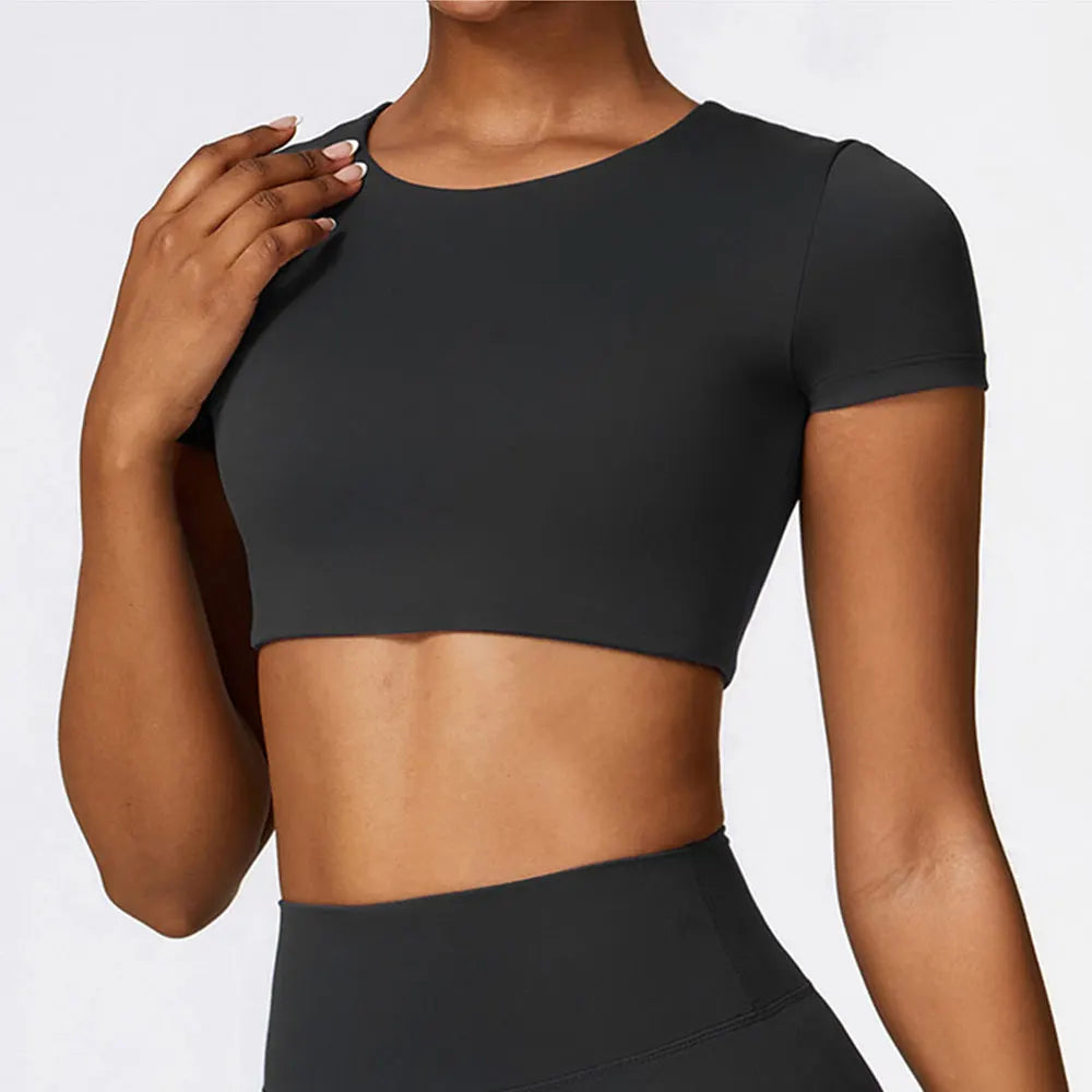 Yoga Top Women Sport T Shirts Push Up Fitness Clothes Short Sleeve Yoga Shirt Gym Top Running Active Wear Sport Top Femme Tights