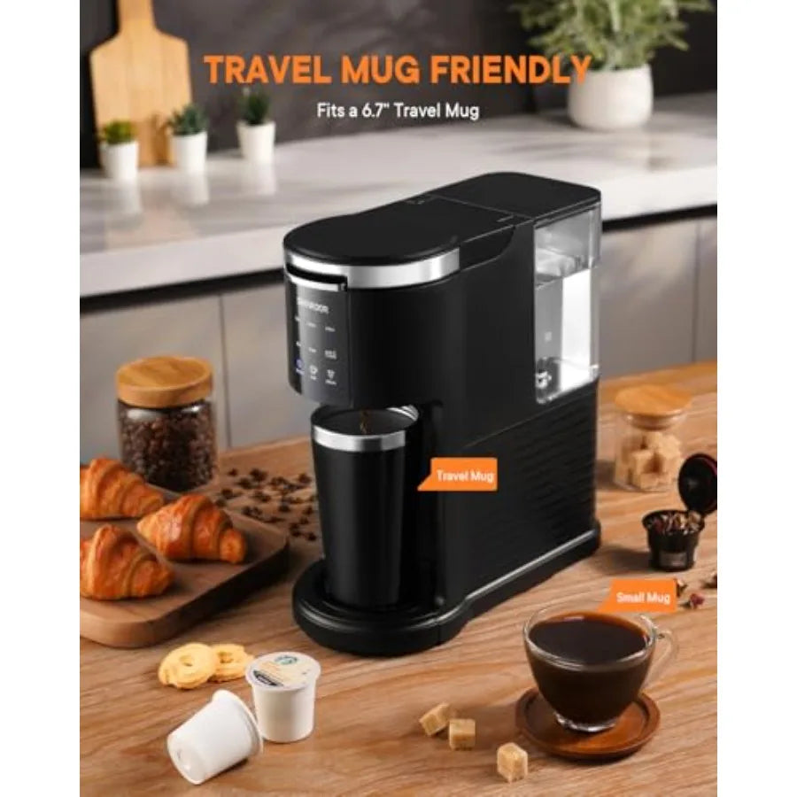 3 in 1 Single Serve Coffee Machine for Home and Office Use: Compatible with K Cups Ground Coffee and Teas Offers Adjustable Bre