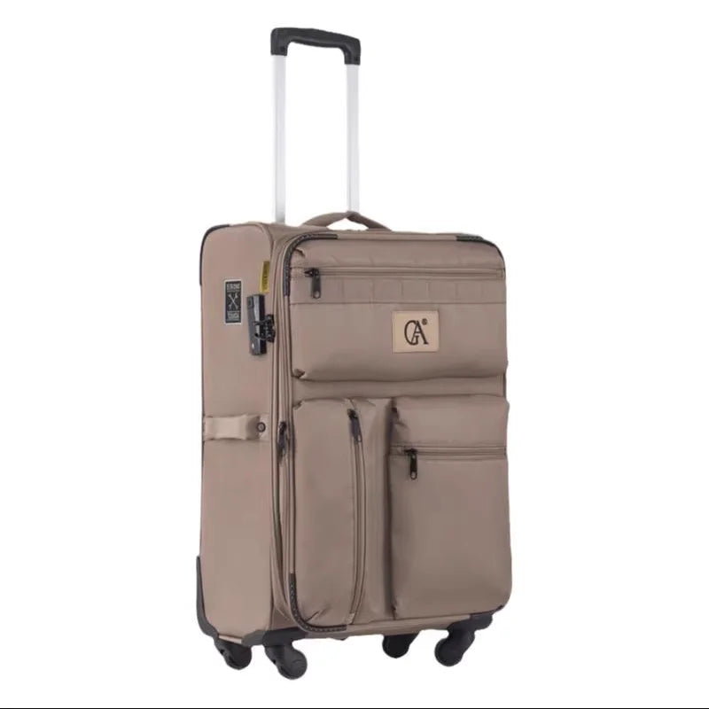 Multifunctional ultra-light silent boarding suitcase 20 "Oxford cloth checked 24 extendable pull rod luggage  20/28