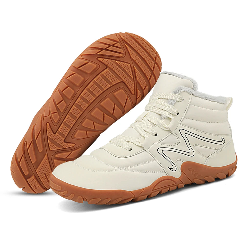 Winter Snow Boots Waterproof Cold-Proof Trekking Shoes Anti Slip Warm Lined Booties Minimalist Ankle Boots for Outdoor Travel