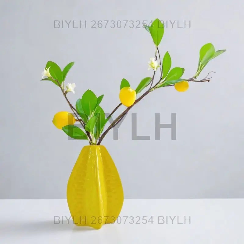 Carambola Lemon Ceramic Vase Decoration Nordic in Feng Shui Cultivation Flower Vase Home Fresh Desktop Decoration Crafts