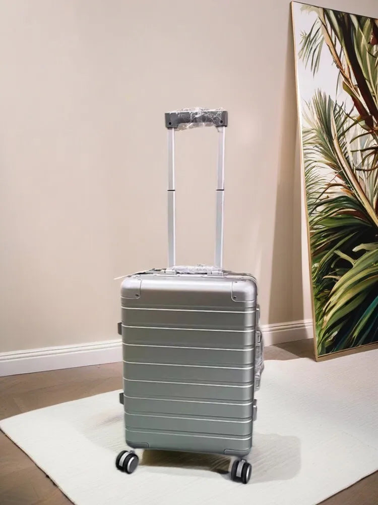 Premium 20" Aluminum-Magnesium Alloy Carry-On Luggage Business Travel Hardshell Suitcase Airline Approved Cabin Trolley