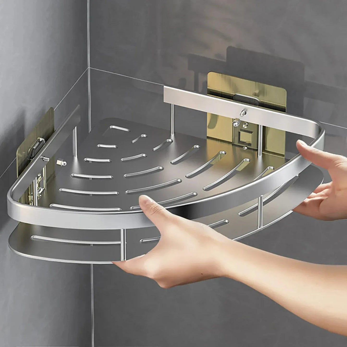 High Quality Wall Mounted Rectangular Rack Bathroom Storage Rack Towel Rack Wall Shower Shampoo Rack Drill Free Rack Tripod