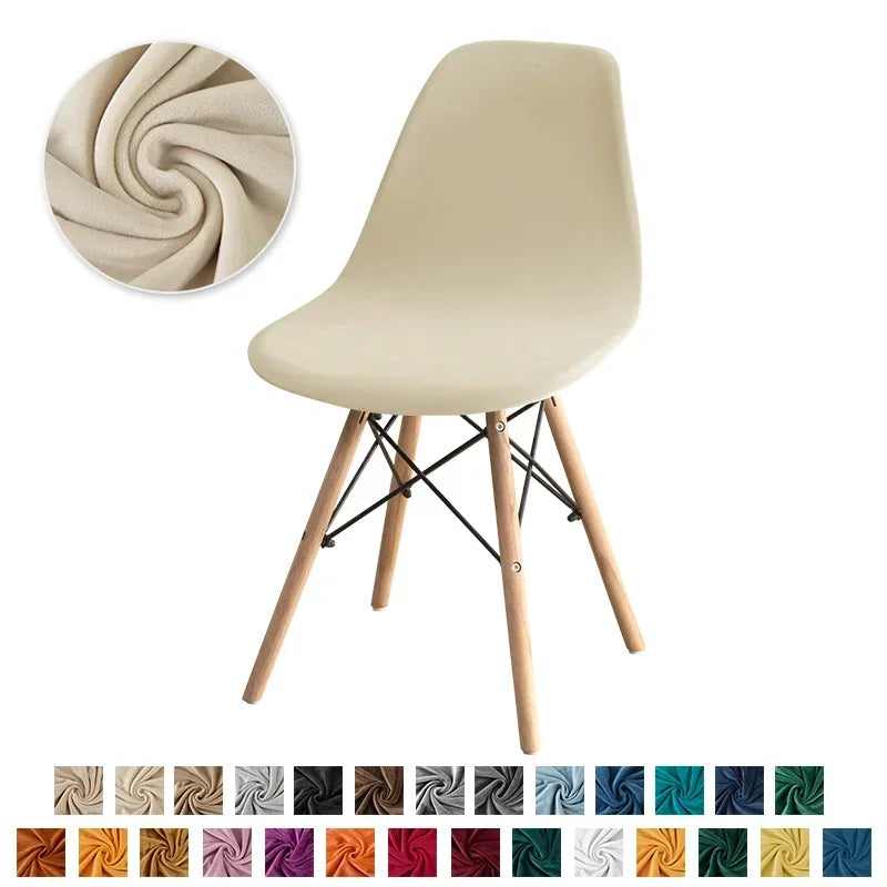 1PC Stretch Velvet Shell Chair Cover Armless Dining Chairs Covers Short Back Curved Seat Covers Hotel Party Banquet Decor