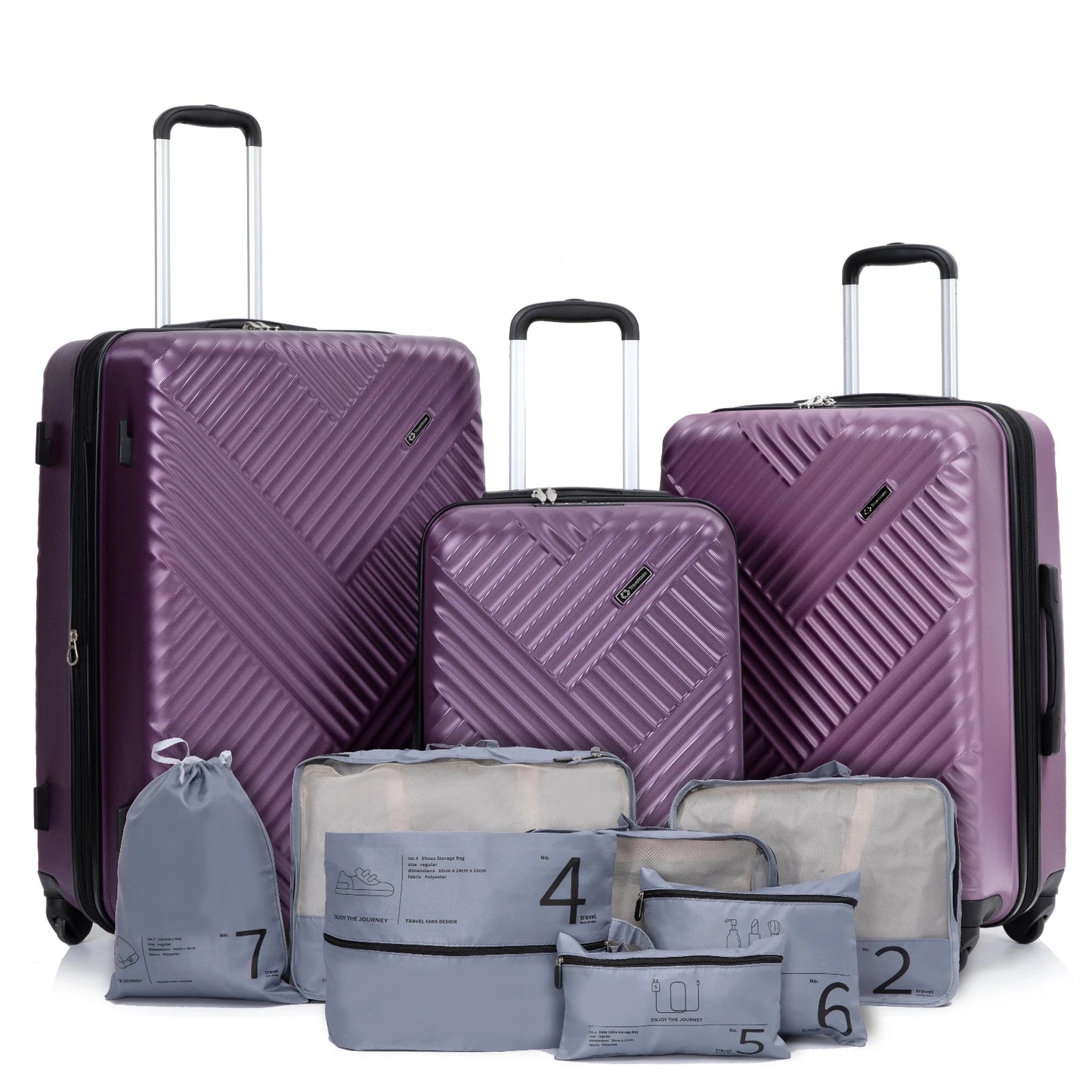 Luggage Sets 3 Piece with Double Spinner Wheel,Suitcase Set PC Hard Case with TSA Lock and Organizer Storage Bags