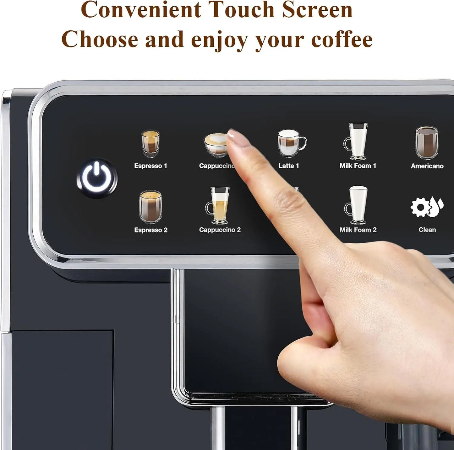Fully Automatic Coffee Maker with Built-in 3-Level Grinder Expresso/Cappuccino/Latte/Americano Coffee Machines with Self-Cleanin