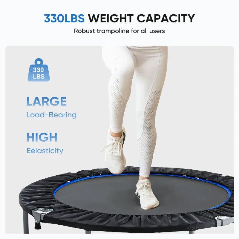 EDX 40" Mini Fitness Trampoline Rebounder for Workouts Sports Kids Adults Indoor Garden with Foam Handle, 330lbs, Black