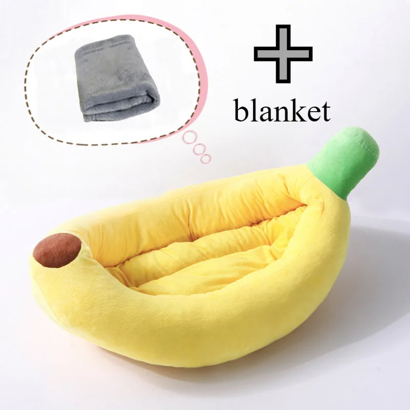 Cute Pet Banana Cat Nest Portable Warm and Comfortable Dog Nest Seasonal Universal Cool Mat Pets Supplies Cat House Dog Nest