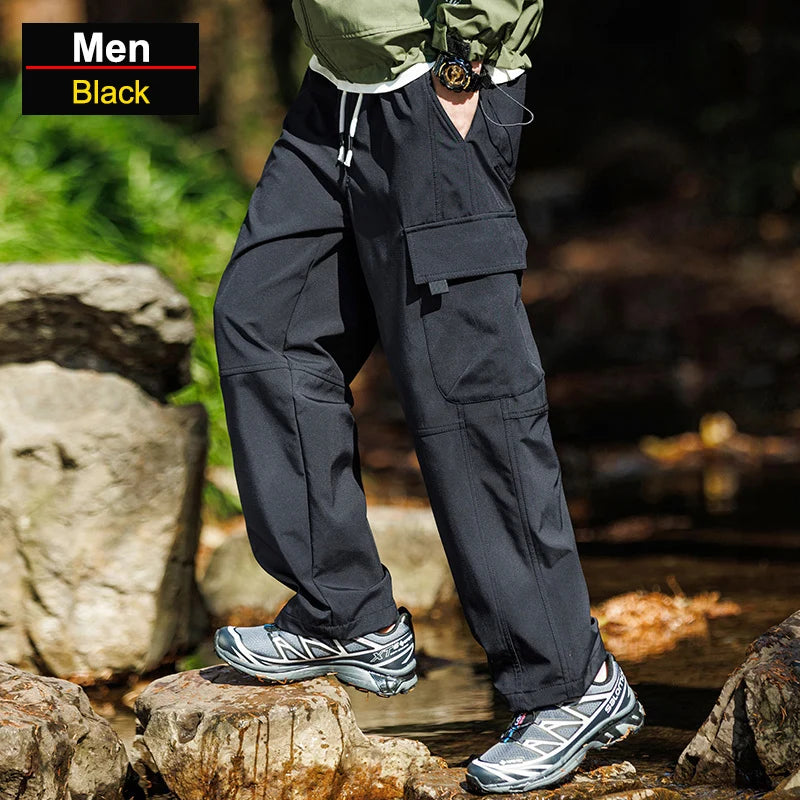 CHRLCK Men's Waterproof Hiking Pants Spring Summer Overalls Quick Drying Trousers Men Breathable Fishing Camping Outdoor Pants