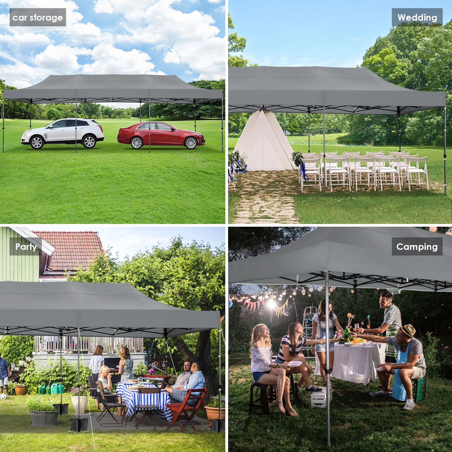 10x30 Heavy Duty Pop up Canopy with 8 sidewalls Stable Wedding Outdoor Tents for Parties Canopy Pop Up Party Tent UPF 50+