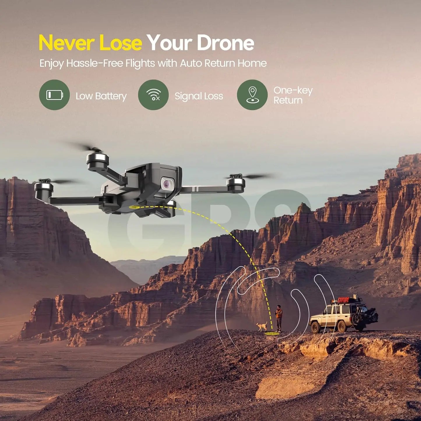 HolyStone HS720 GPS Drone: 4K UHD, 52min Flight, Foldable, Brushless, Auto Return, Follow Me,C0.