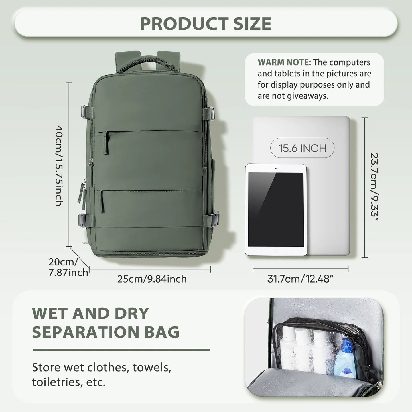 Cabin Airplane 40x20x25 Travel Backpack Anti Theft Backpack 15.6inch Portable Backpack Notebook Bag, Men Casual Hiking Backpack