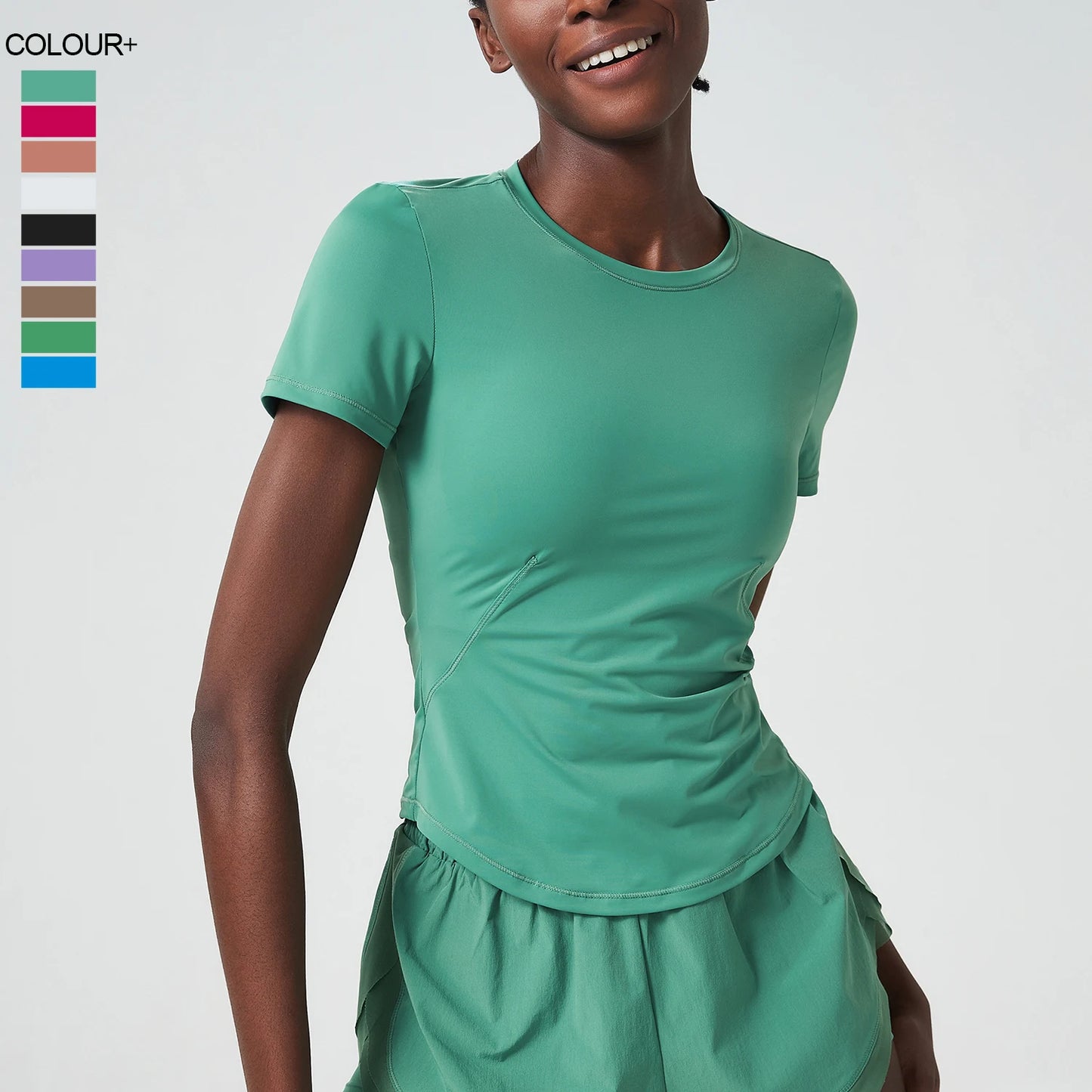 2025 Women's Yoga Tops Chic Solid Color Gym Short Sleeve T-Shirt Slim Fit Shirts Summer Streetwear Basic Crop Tops Gym Wear