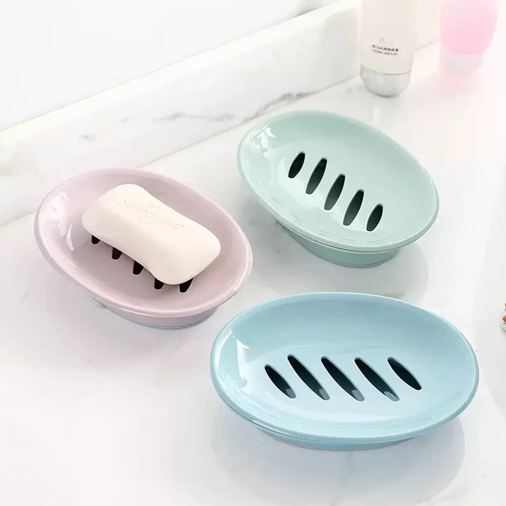 European oval soap box, toilet plastic, simple double compartment draining bathroom, face washing soap box