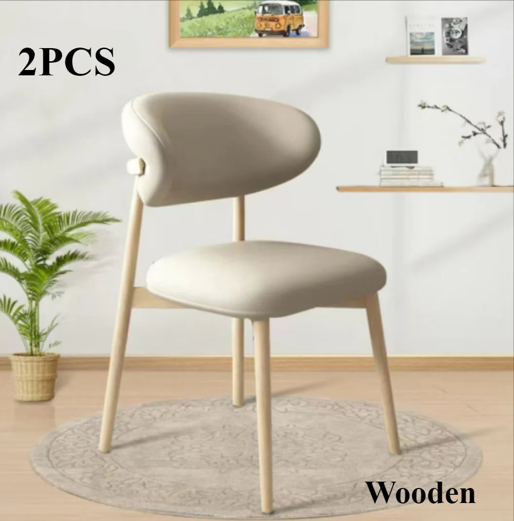 Cafe lounge chair, upholstered dining chair, curved back cushion, modern armless dining side chair