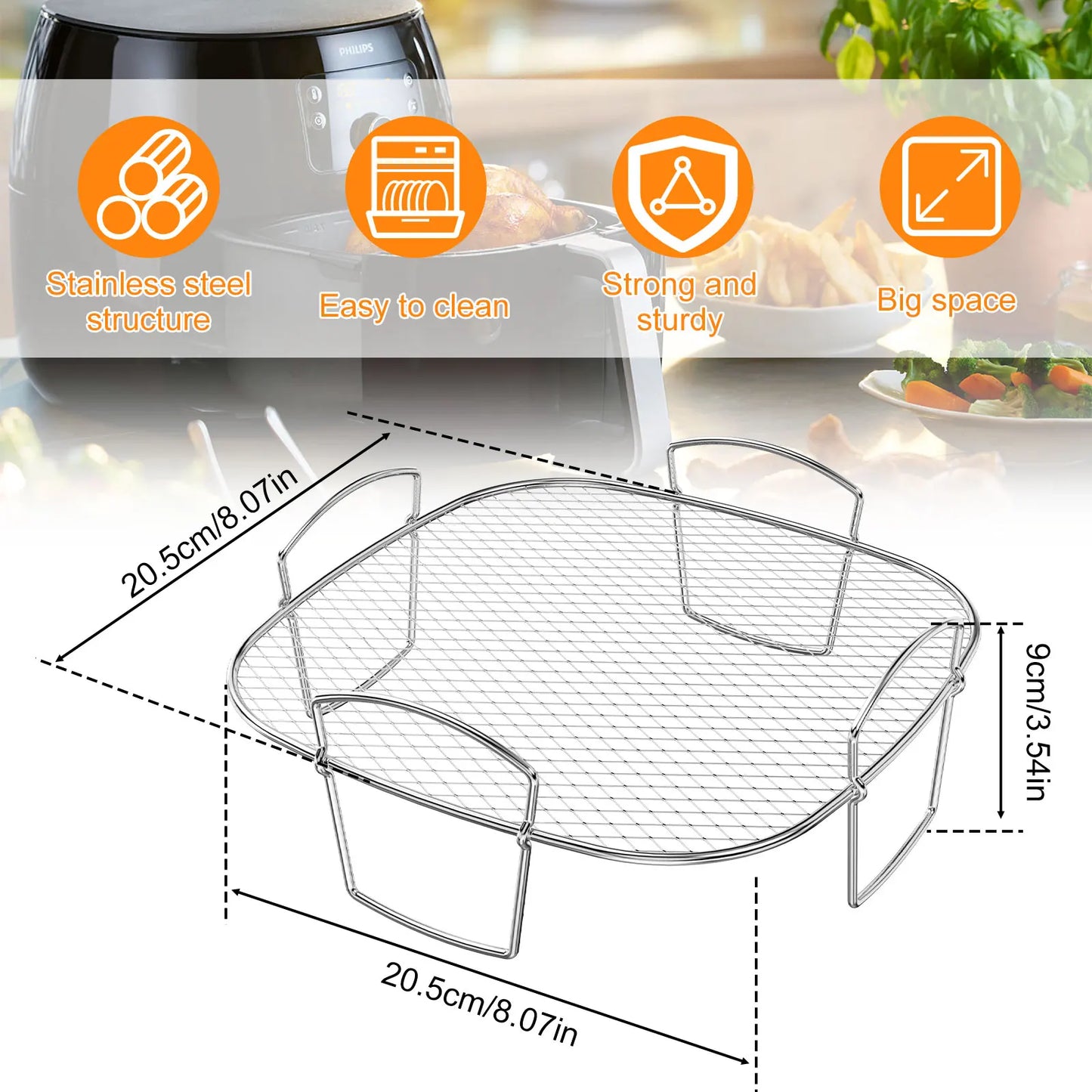 Multifunctional Roasting Rack Compatible Airfryer Dehydrator BBQ Rack Steamer Roasting Cooking Tools for Air Fryer Accessories