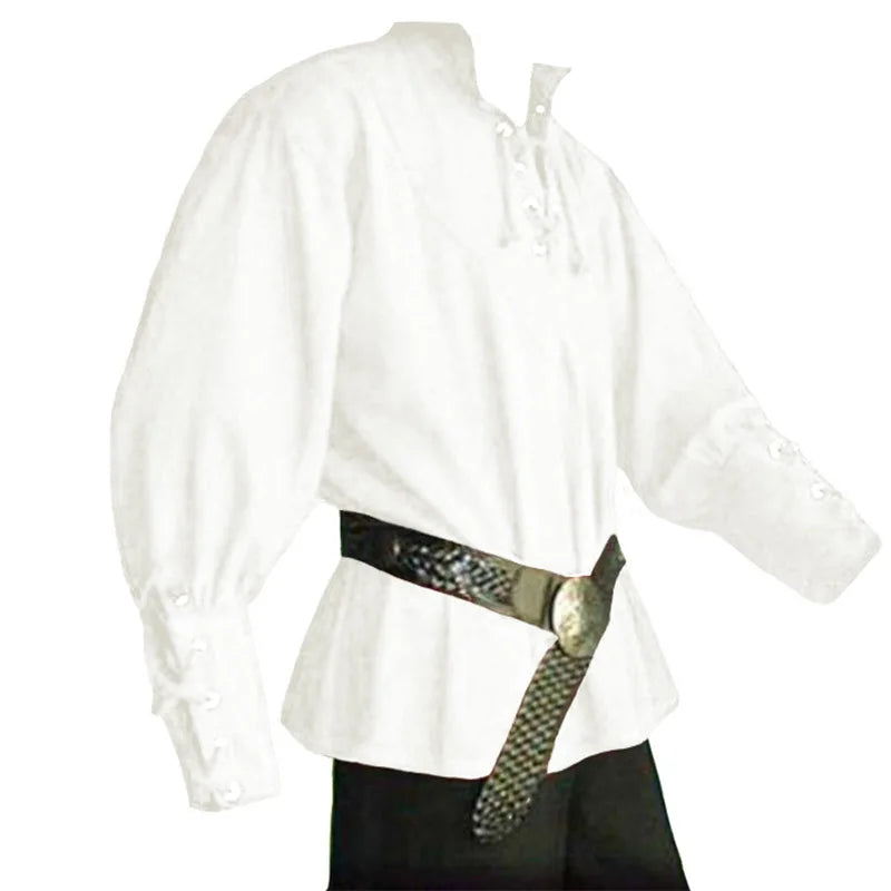 Man's Fantasy Clothing Medieval Tunic Renaissance Vest Up Outerwear Eif Warrior Coats Outerwear Pirate Clothing S-2XL