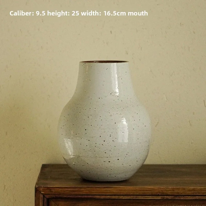 Ceramic countertop vase, simple and modern home flower arrangement, rough earthenware flower arrangement piece