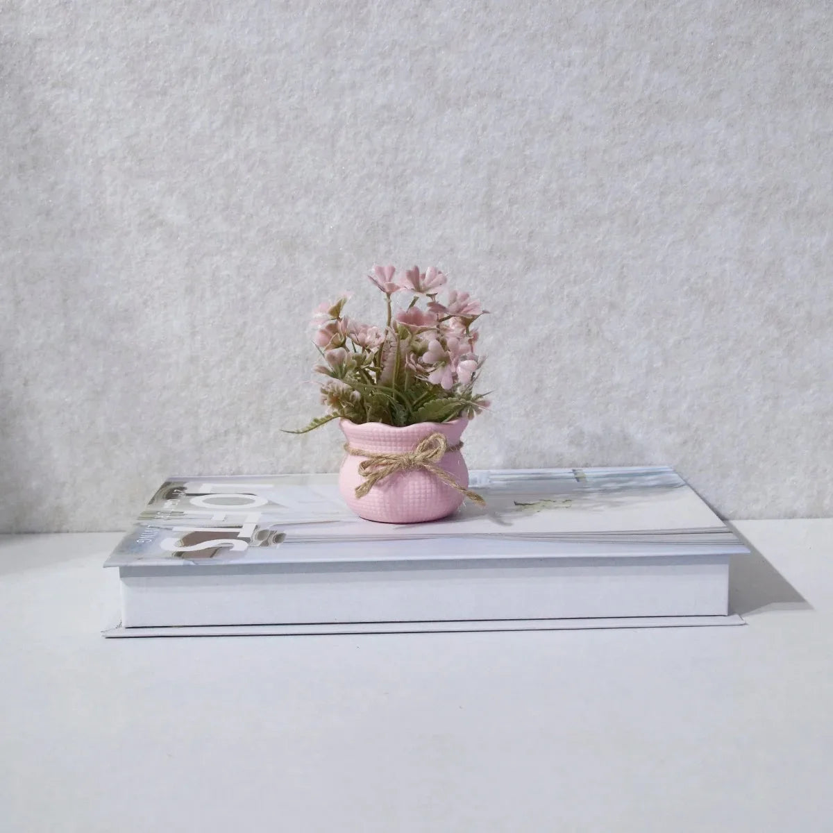 Mini Artificial Pink Series Flower Potted Plants,Home Decor, Office/Desk/Dining Table/Washbasin Decor Simulation Plants