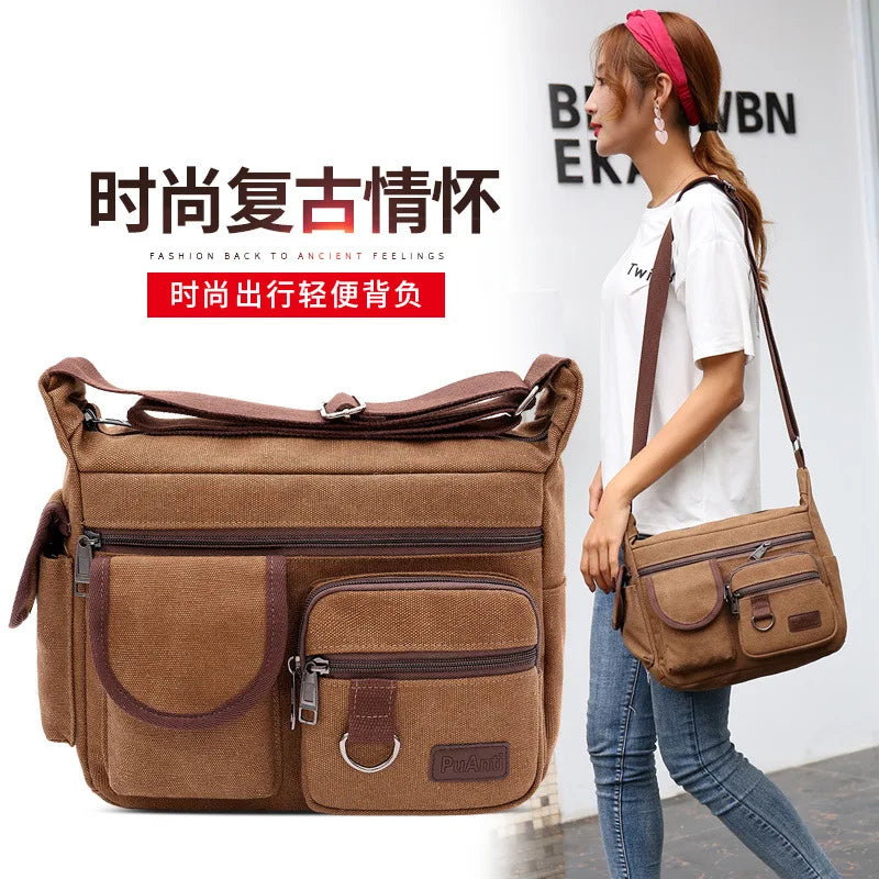 Men's canvas bag Large capacity shoulder bag Casual messenger bag Canvas bag Travel bag