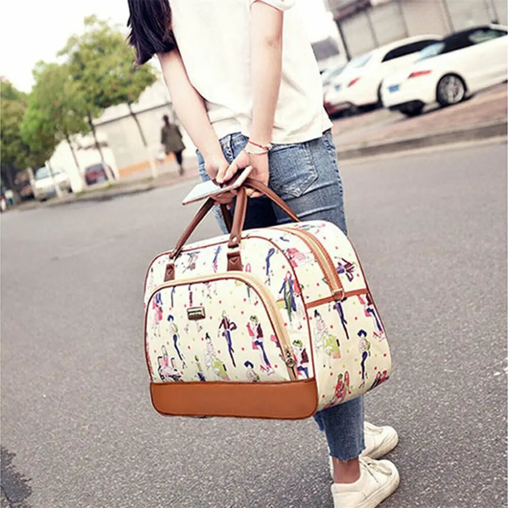 Fashion Lady Large Travel Zip Bag Overnight Weekend Women Holdall Hand Luggage Women Carry On Handbag