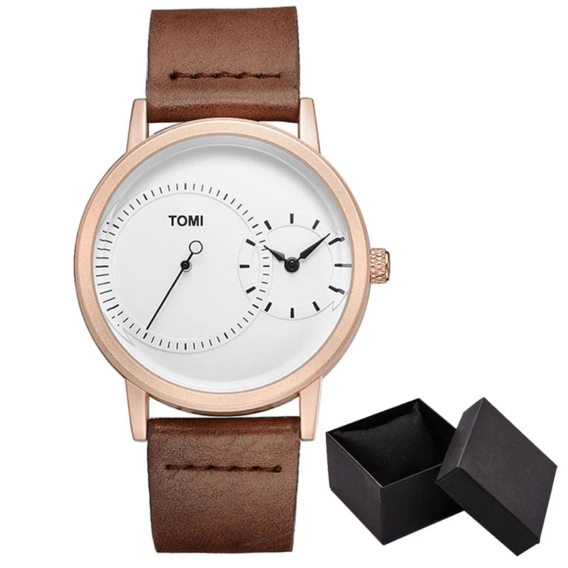 Elegant Watch for Men Simple Style Men Quartz Wrist Watches Casual Leather New Wristwatch Minimalist Black White Brown Man Clock