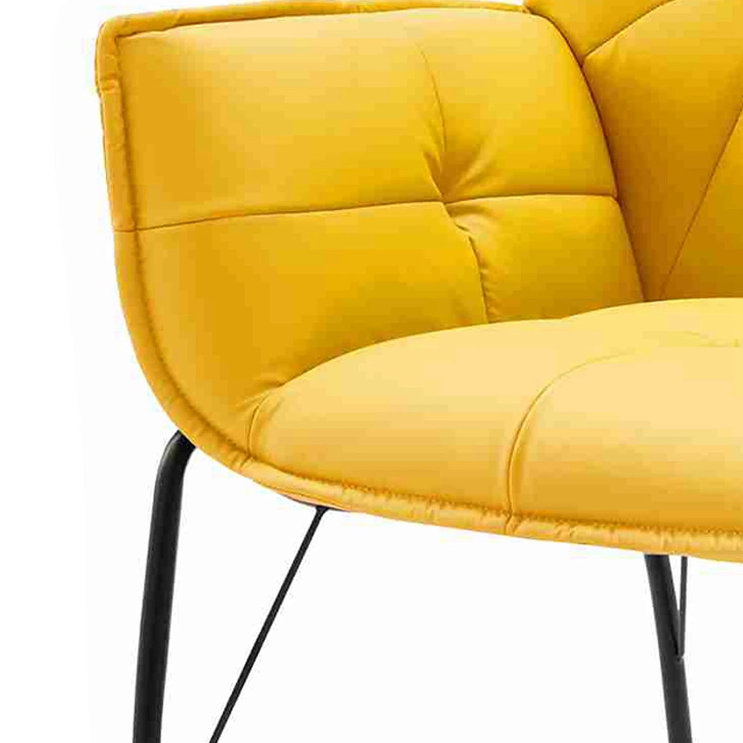 Chair Body Hugging Chair Metal Legs Faux Sponge Filling Modern Chair For Reading Room Relaxing Room Yellow Lounge Accent Chair