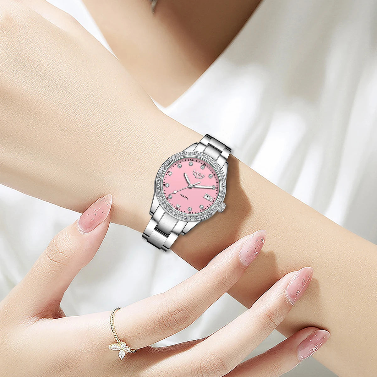 LIGE Fashion Luxury Quartz Watches for Woman Classic Elegant Casual Auto Date Ladies Gifts Diamond Waterproof Women Wristwatches