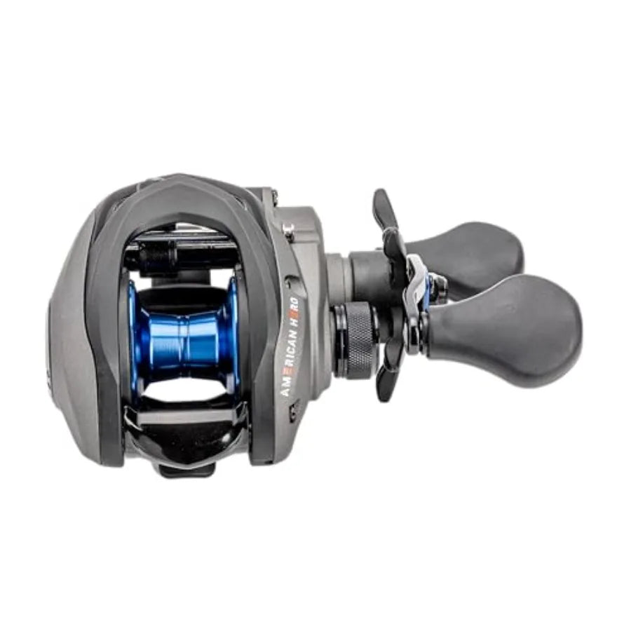 Baitcast Fishing Reel, 4+1 Bearings, 7.5:1 Gear Ratio, Graphite Frame, Speed Gears, Magnetic Control System, Gray/Black/Blue