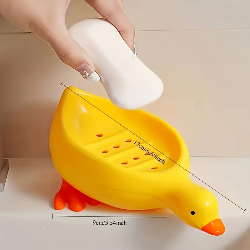 Soap Tray Self-draining Soap Rack Cute Duck-shaped Creative Rack for Shower Bathroom Kitchen Tub Sink Tray Bracket Bathroom
