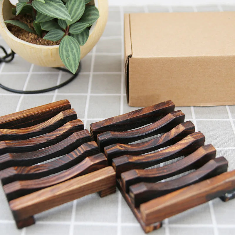 Soap Box Natural Wooden Bath Soap Holder Creative Fashion Tray Wooden Prevent Mildew Drain Box Kitchen Bathroom Washroom Tools