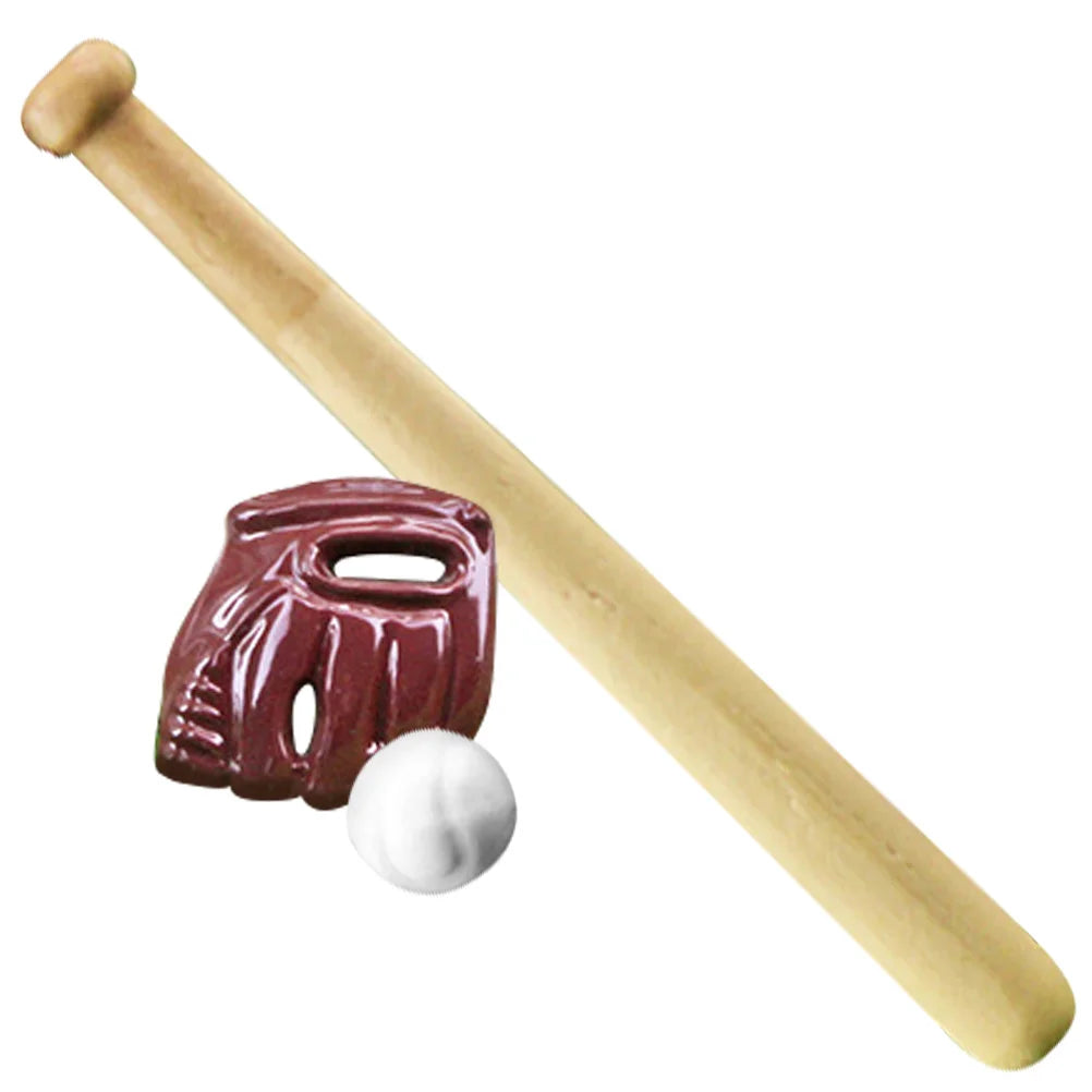 Simulation Baseball Baby Toys Mini House Decor Christmas Miniatures Sports Balls Accessories Playset Wooden Bat