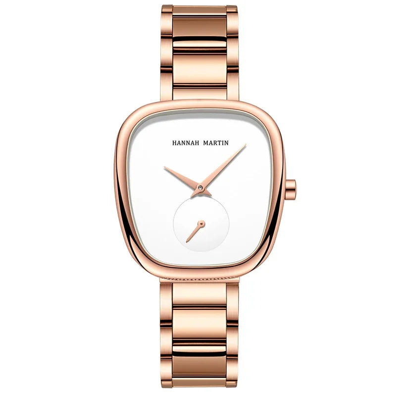 2025 New Women's Quartz Wristwatch 34mm Wine Barrel Rose Gold Black Stopwatch Fashionable Minimalist Style Oval Women's Watches