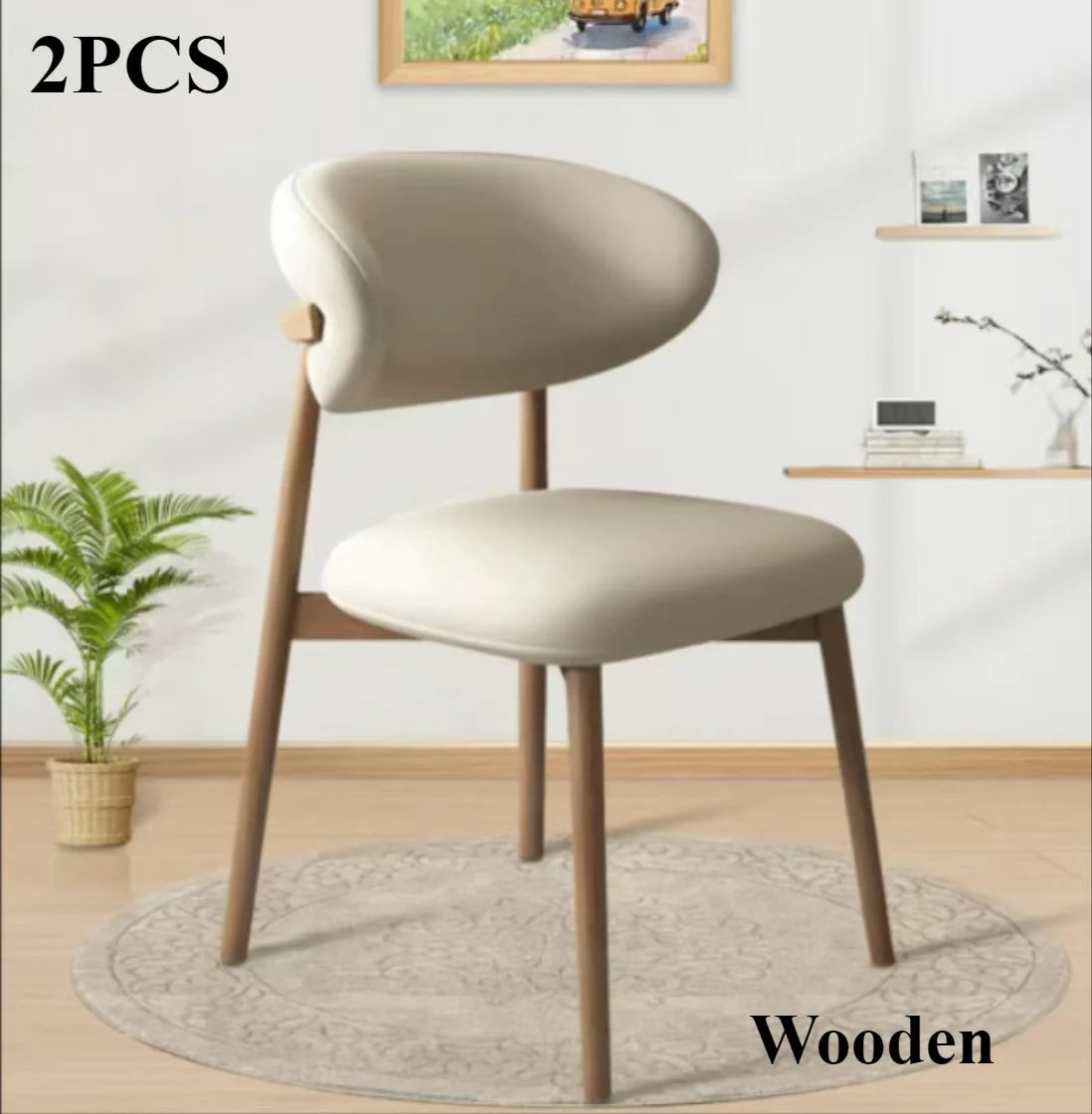 Cafe lounge chair, upholstered dining chair, curved back cushion, modern armless dining side chair