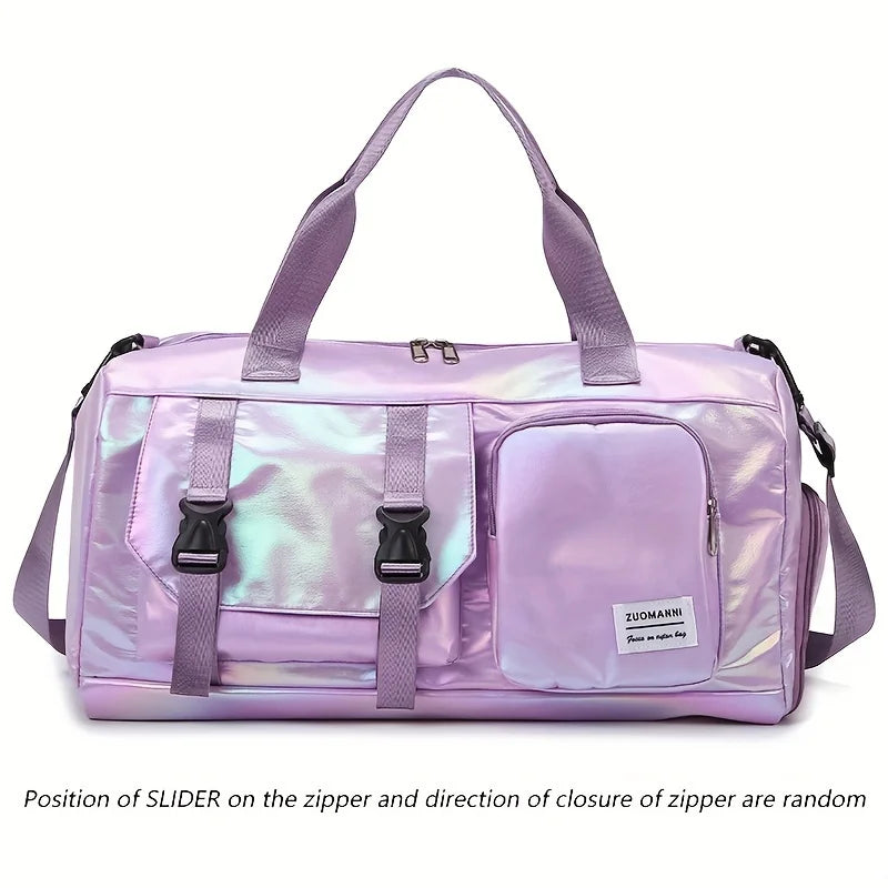 Large Capacity Women'S Nylon Travel Duffel Bag,Weekender Gym Tote with Shoe Compartment, Versatile Sports & Fitness Carry-On