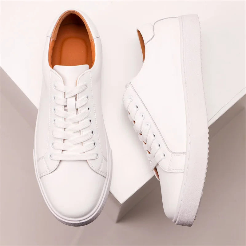 Mens Sneakers Genuine Leather Casual Outdoor Shoes Non-Slip Breathable Luxury Brand Footwear Top Quality Handmade White Shoe Men