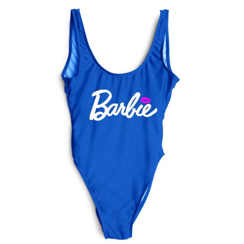 Barbi Pink Lip Bikini One-piece Swimsuit for Adult Women Summer Sexy Bikinis Y2K Kawaii Beach Swimming Suit Cute Swimwear