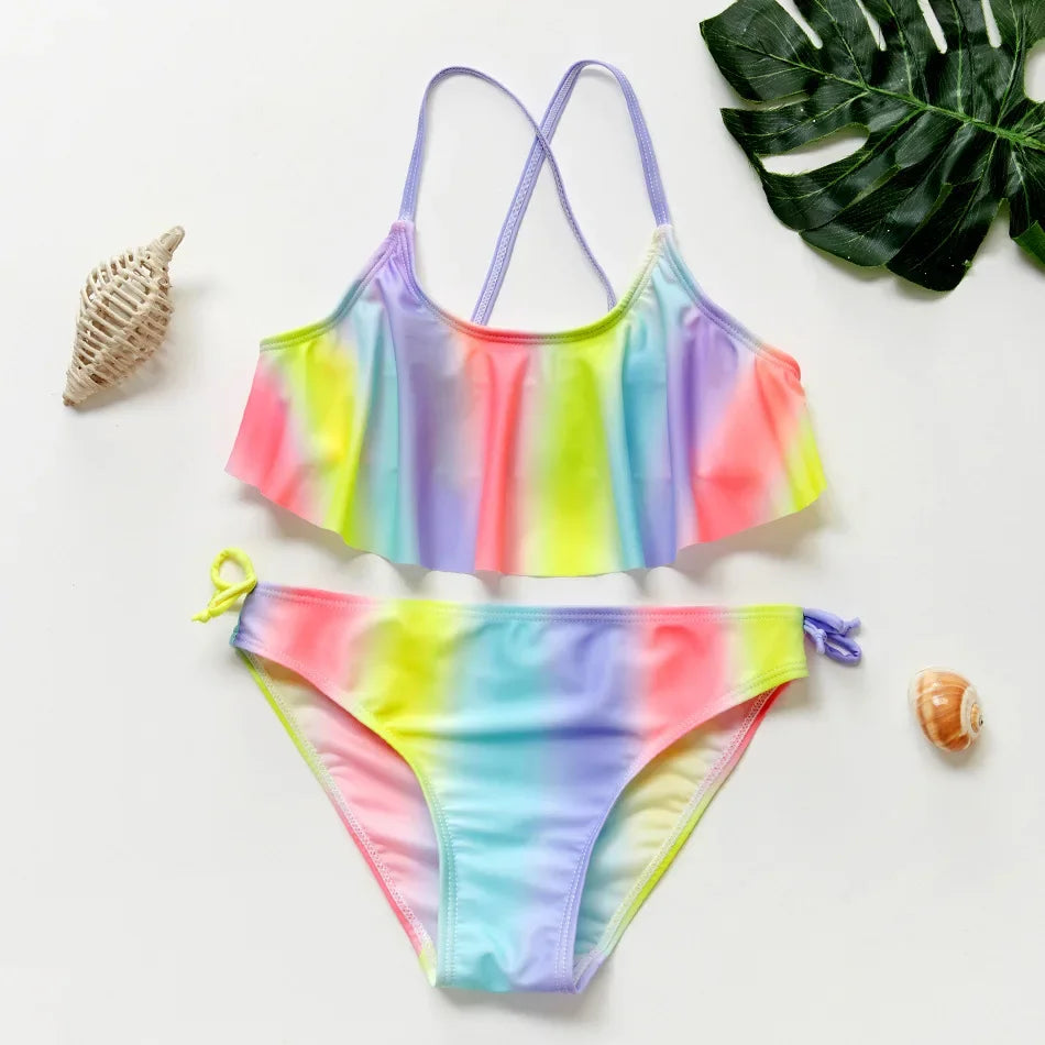Girls Swimsuit Two Piece Hot Stamping Children's Swimwear Girls Beachwear Baby Swimwear Kids Swimwear Infant Baby Swimsuit
