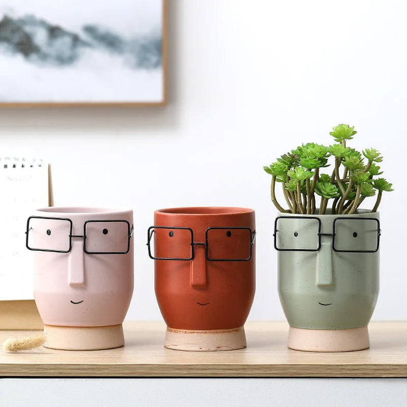 Nordic Ceramic Vase High Color Value Figure Sculpture Flower-arranging Creative Fleshy Flower Pot Home Living Room Ornaments