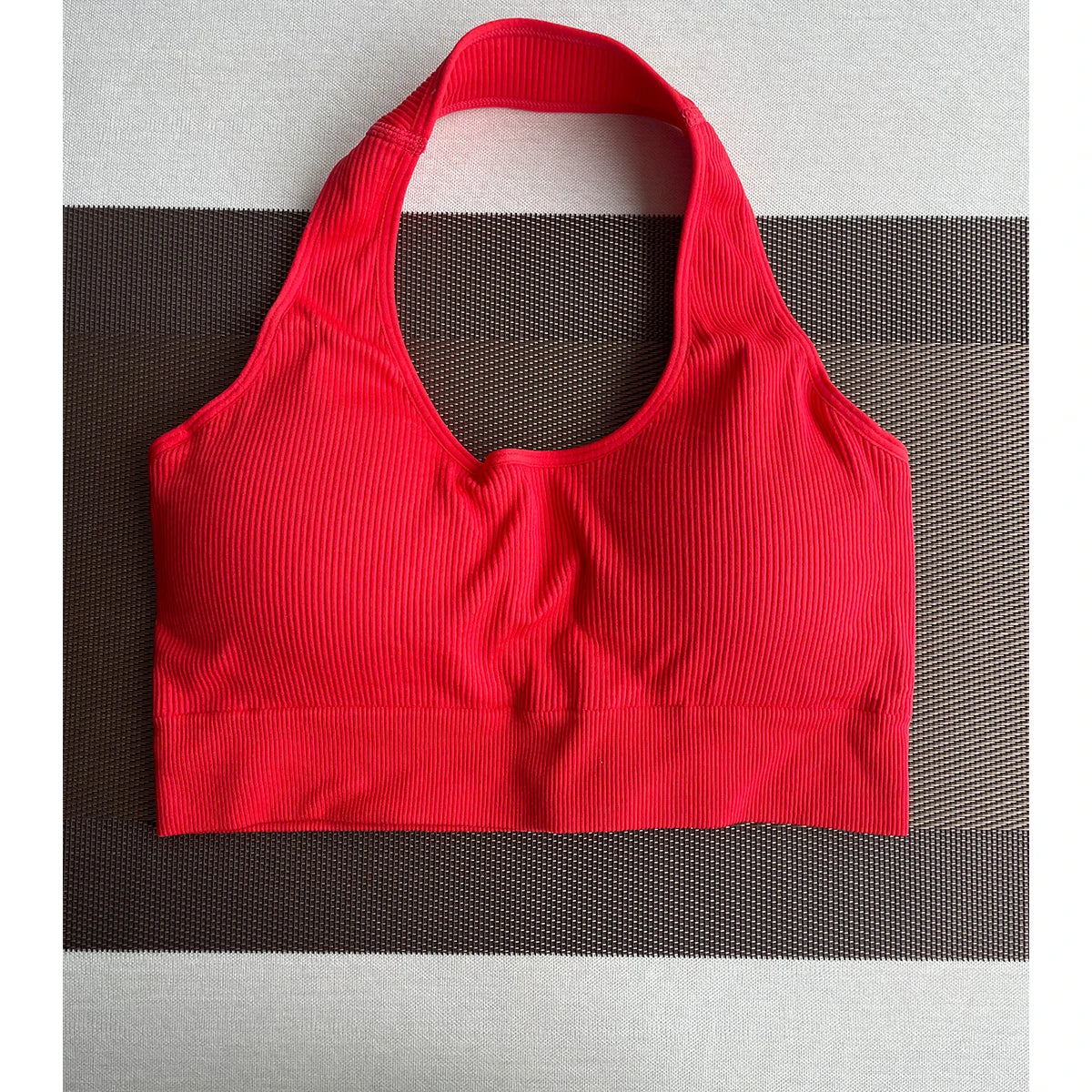 New Limitless Ribbed Seamless Halter Bra Spandex Woman Fitness Elastic Breathable Breast Enhancement Leisure Sports Underwear