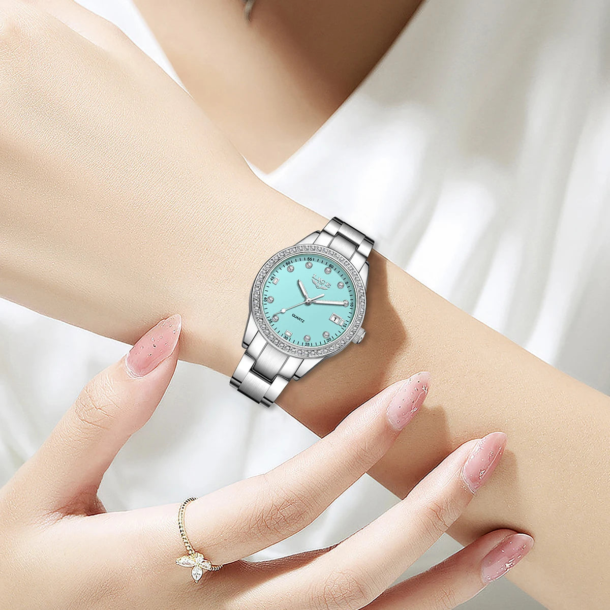 LIGE Fashion Luxury Quartz Watches for Woman Classic Elegant Casual Auto Date Ladies Gifts Diamond Waterproof Women Wristwatches