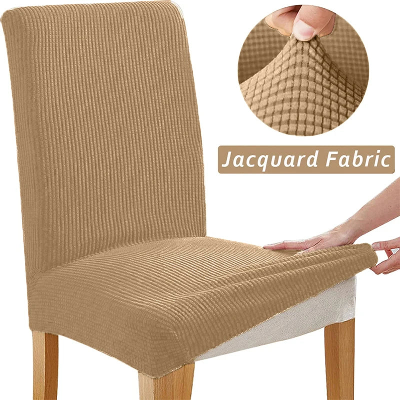 Jacquard Chair Cover, Durable Elastic Fabric Dining Chairs Cover, Stretch Covers For Kitchen Dining Room Chairs, Home Decor